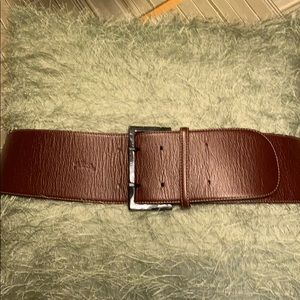 Longchamp leather belt. NWOT . 3” wide . 46” long